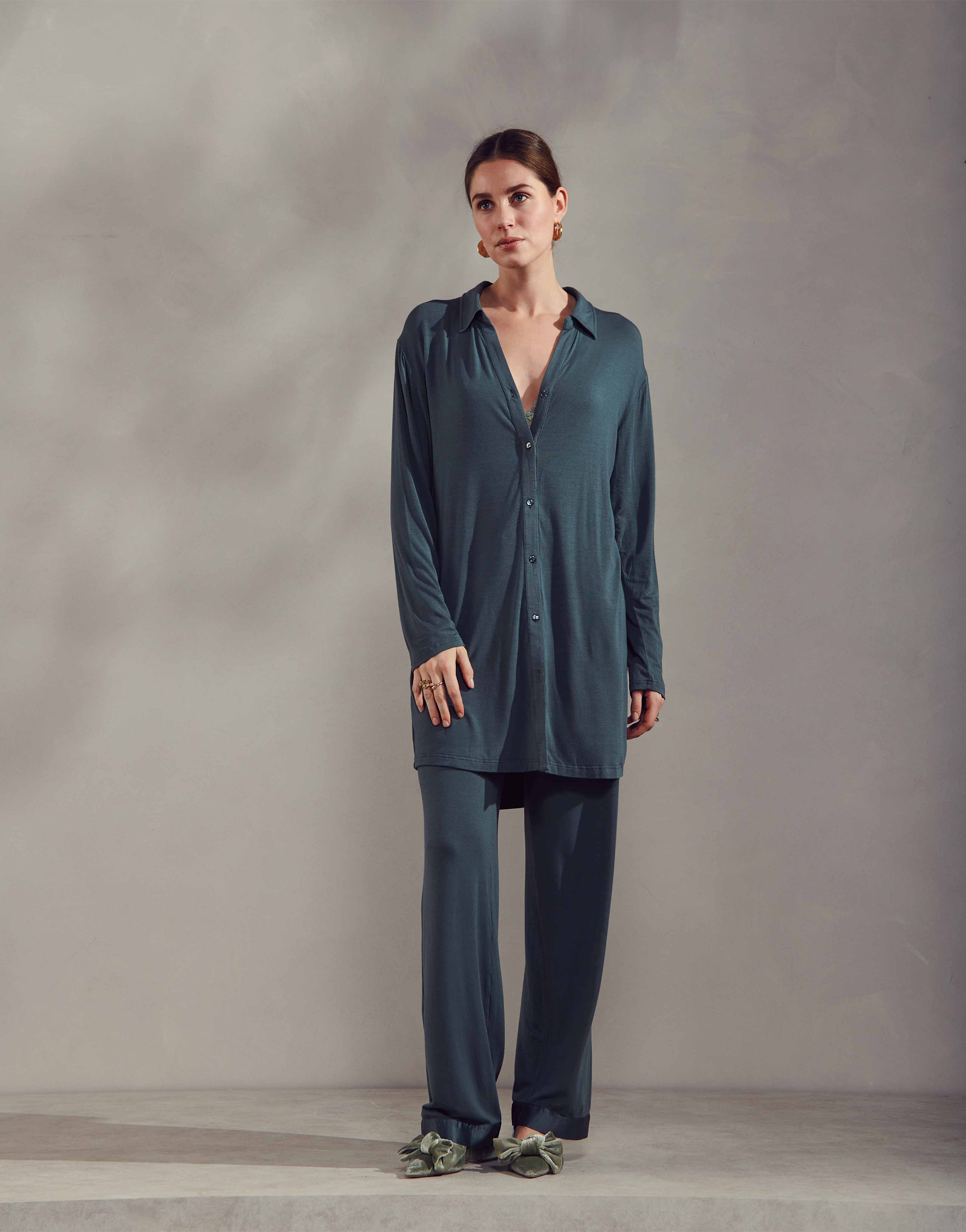 Essenza Nora Uni Lange broek Slate grey