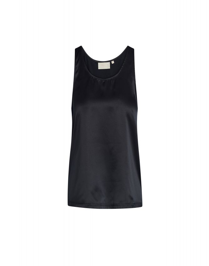 Essenza Shelby satin Uni Top zonder mouw Antraciet