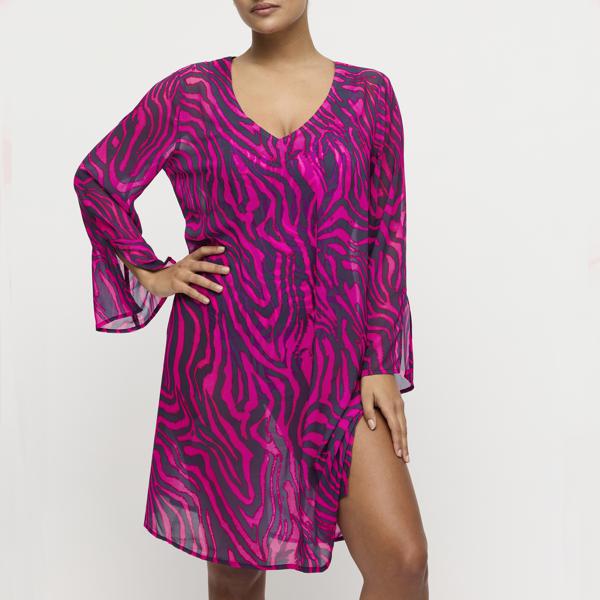 Prima Donna Swim Malabo jurk hot pink zebra